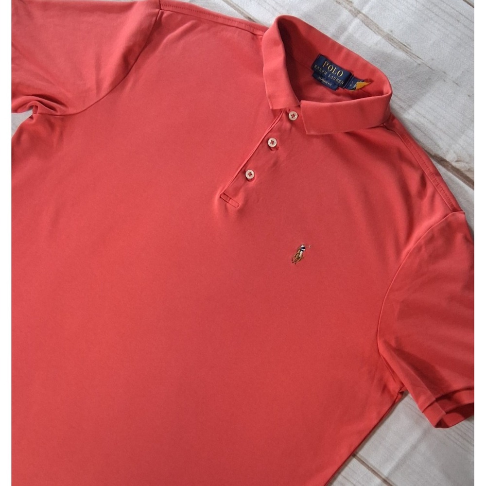 Polo Ralph Lauren Classic Fit Polo Shirt Mens Sz L Large Coral Red Short Sleeve